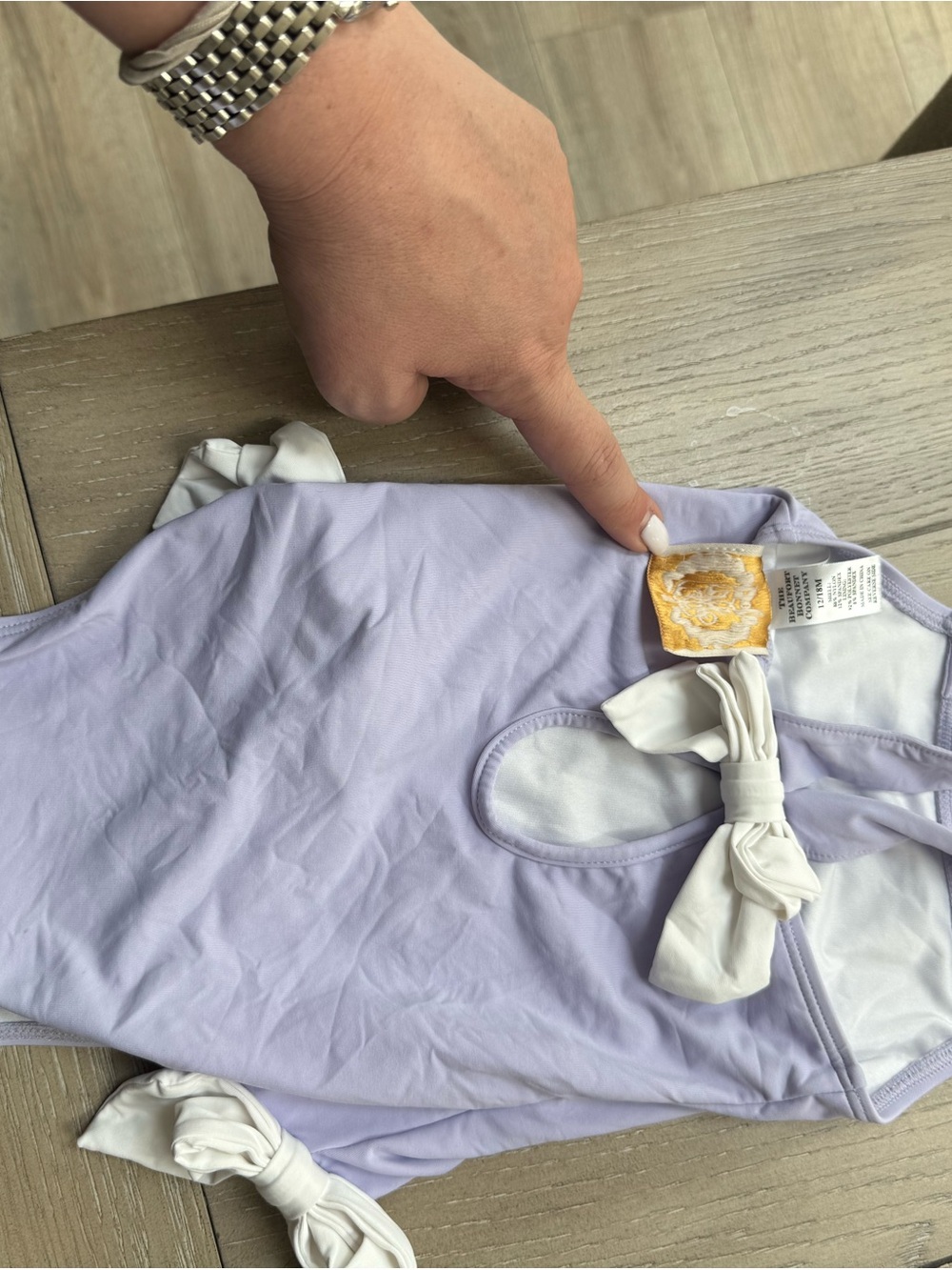 The Beaufort Bonnet Company Lilac and White Kids One-Piece Swimsuit